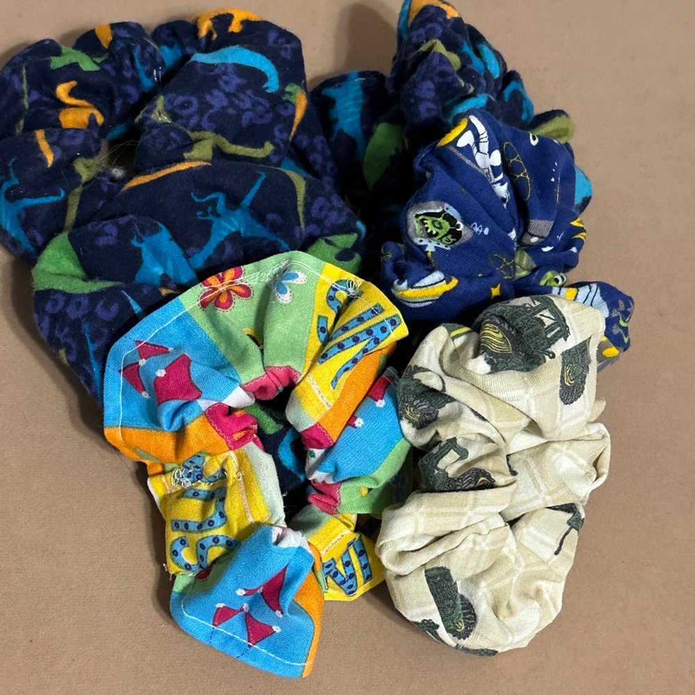 Scrunchies Dinosaur space science John Deere tractor summer handmade READDESCRIP